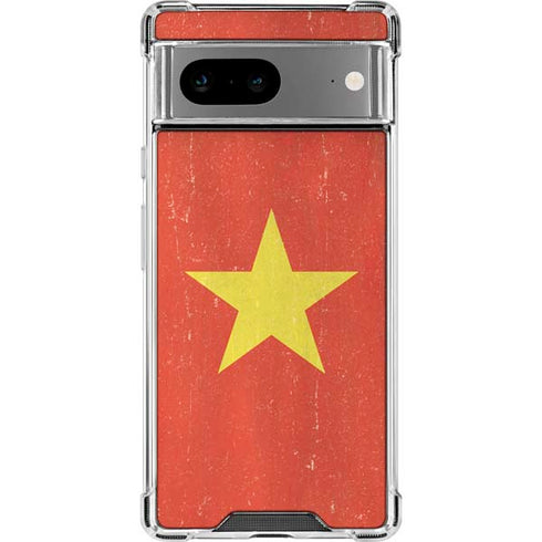 Vietnam Flag Distressed Google Pixel 8a Clear Case